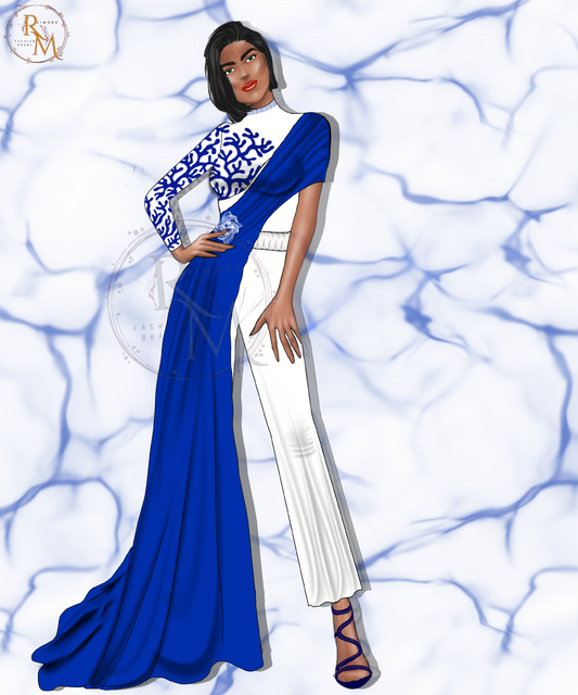 "Calypso Blue Dress: Modern Elegance Inspired by Greek Heritage"