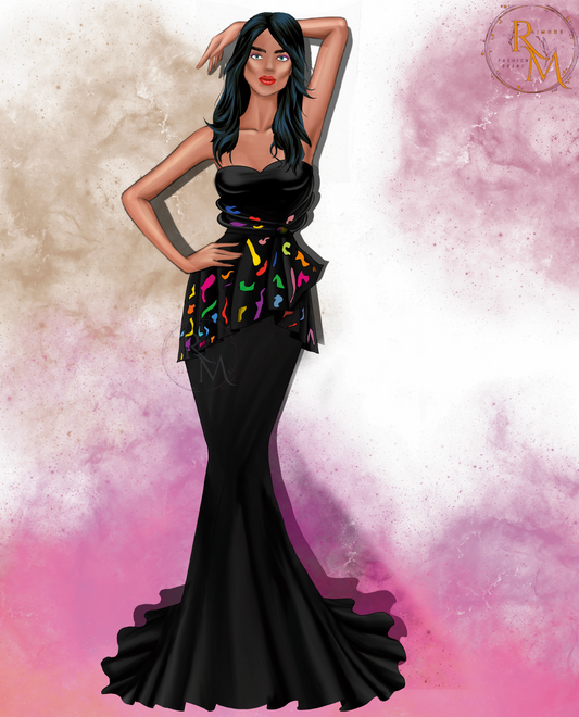 "Black Opal Dress: Radiate Elegance with Gemstone Hues"