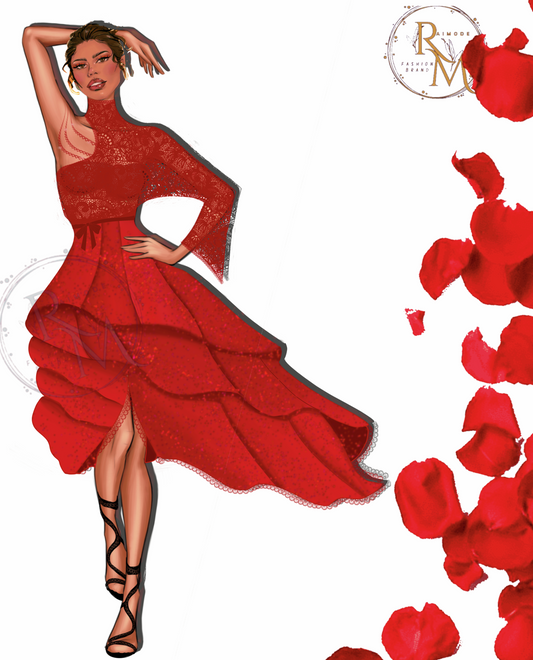 "The Red Elegance Dress Inspired by the Rose"