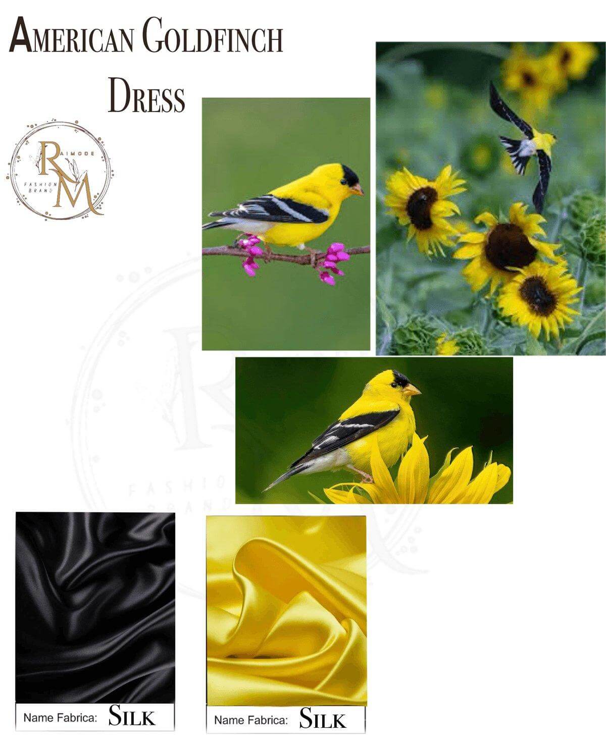 “American Goldfinch Dress - Elegance in Digital Design” - RAIMODE