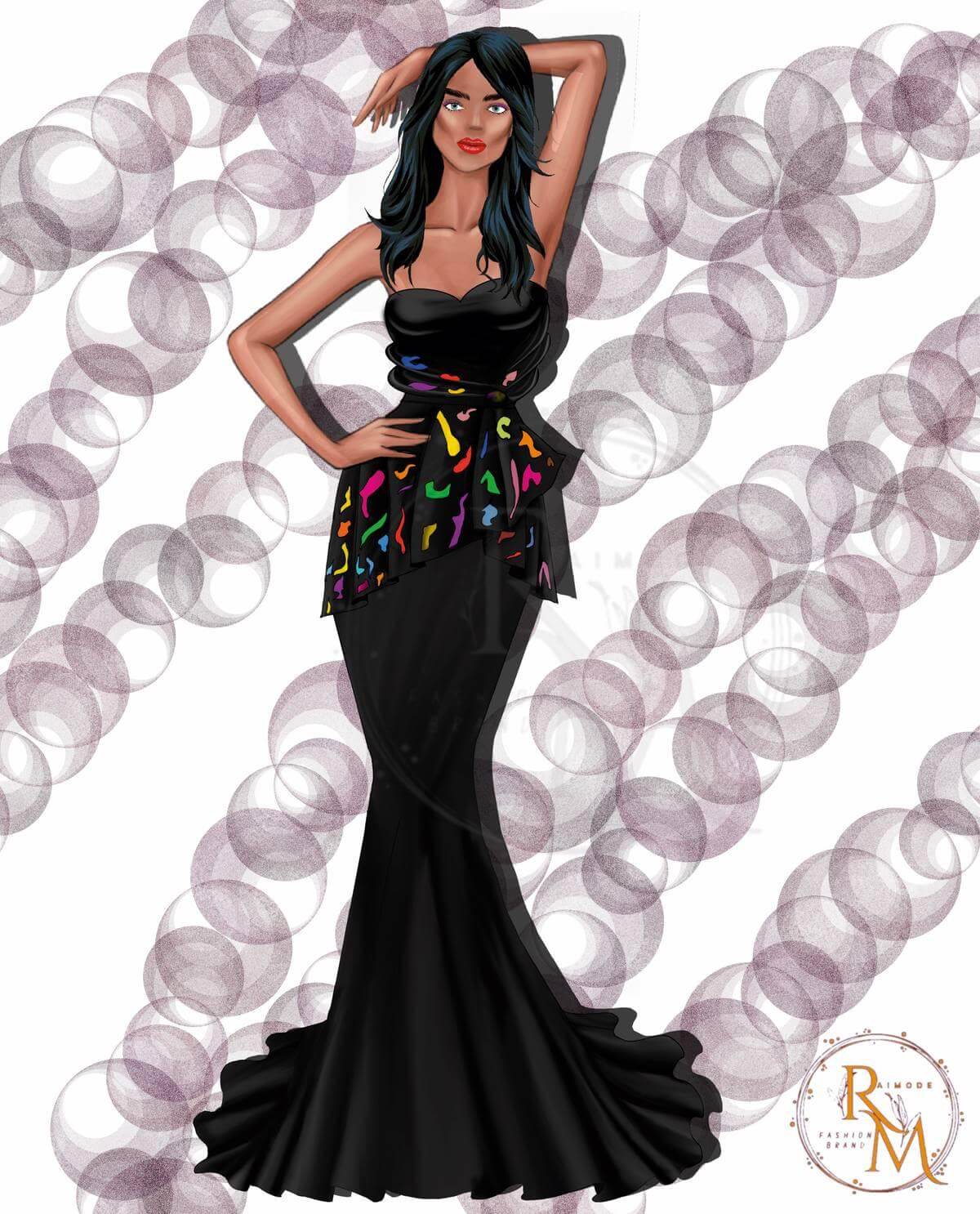 “Black Opal Dress - A Unique Digital Design of Elegance and Artistry” - RAIMODE