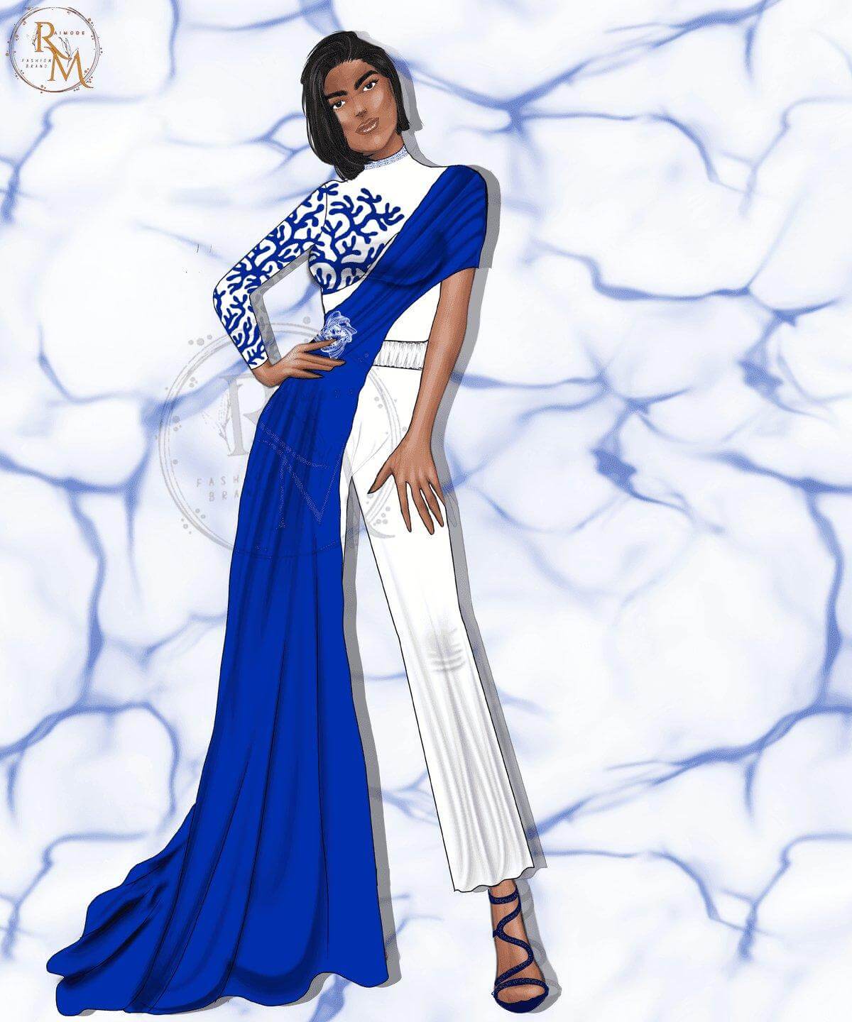 “Calypso Blue Dress – Greek Heritage Inspired Fashion Design, Blending Traditional and Modern Elegance”